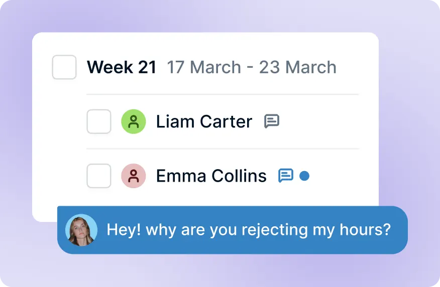 Weekly approval list with comment notifications